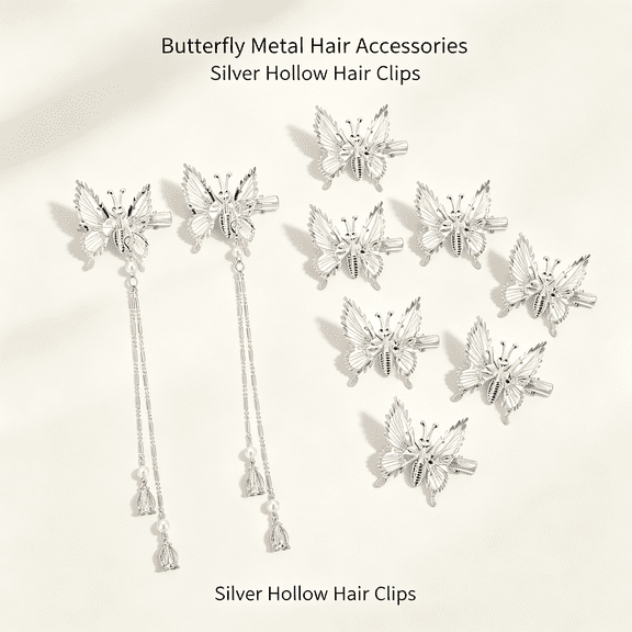 BZCOE 3D Moving Butterfly Hair Clips | Metal Butterfly Hairpins Bride Wedding Head Pieces Hair Accessories for Women Girls Bride Wedding Head Pieces Butterfly Hair Clips (Silver)