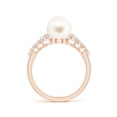 thumbnail image 2 of Angara Freshwater Cultured Pearl Ring with Graduated Diamonds in 14K Rose Gold for Women | June Birthstone Jewelry for Her, 2 of 8