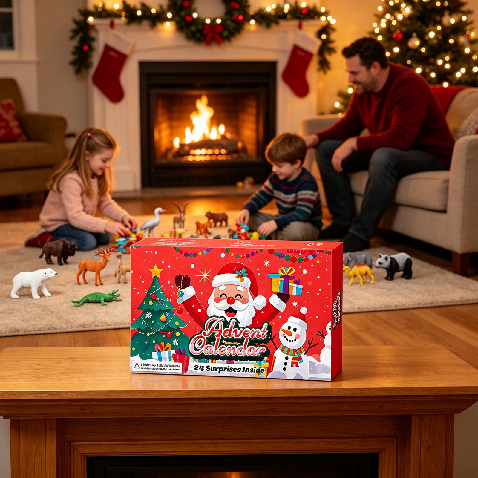 Christmas Advent Calendar for Kids 24 Day Countdown Calendar Holiday Gift Box with Toys Festive Decoration for Boys and Girls Christmas Celebration