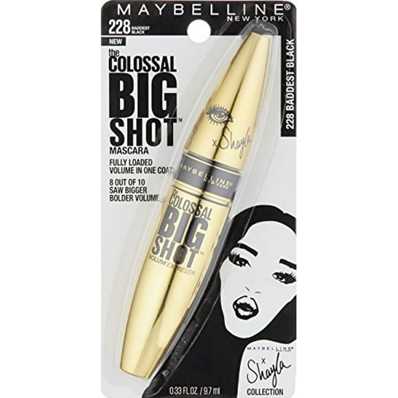 Maybelline The Colossal Big Shot Mascara X Shayla, Negro Intenso, 0,33 fl oz