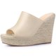 thumbnail image 1 of Espadrille Wedge Heel Platform Slide Sandal for Women Beige US 8.5/UK 6.5/EU 39, 1 of 6