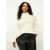 ELOQUII Elements Women's Plus Size Funnel Neck Sweater With Balloon Sleeve