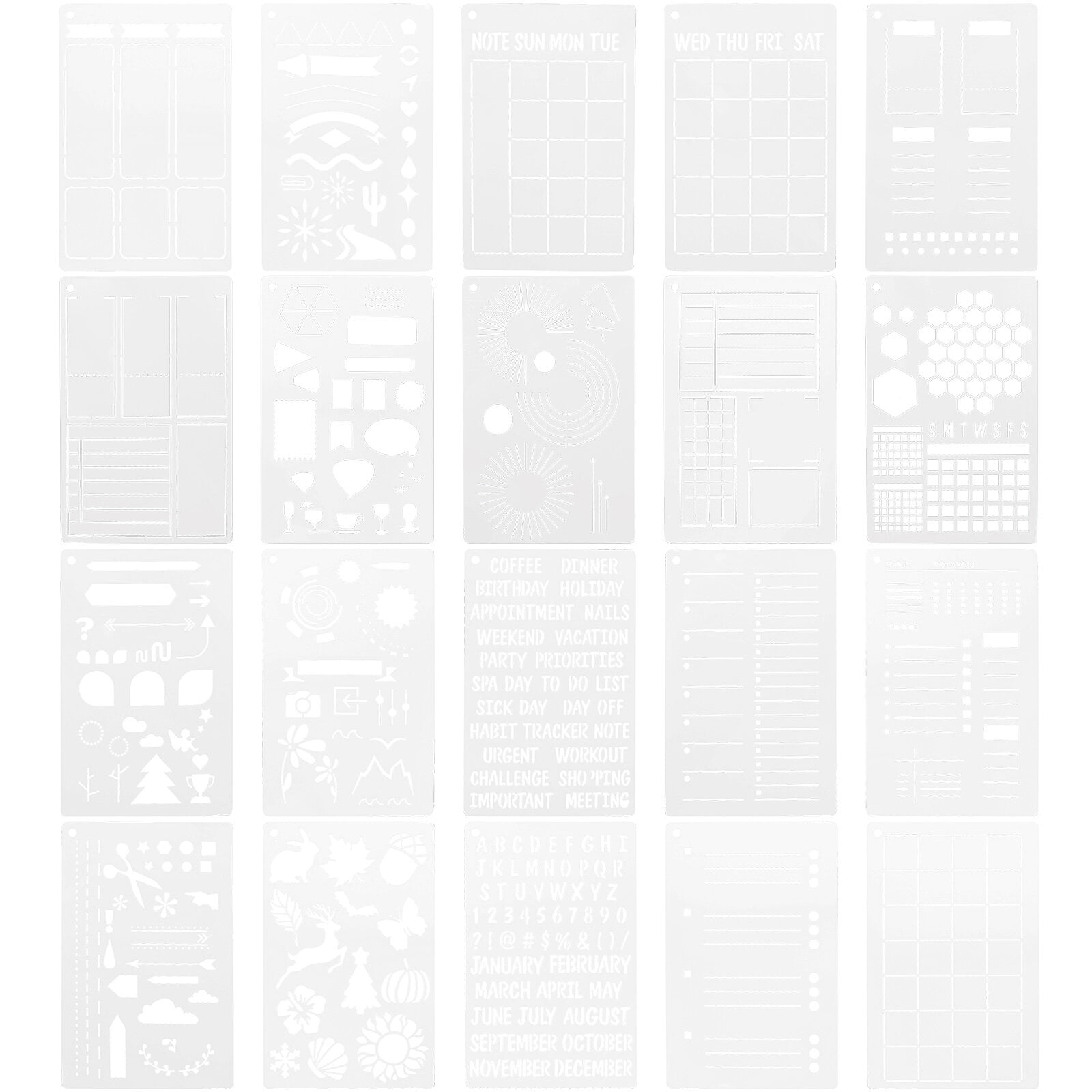 20Pcs Journal Stencils A5 Journal Stencils DIY Graffiti Templates DIY