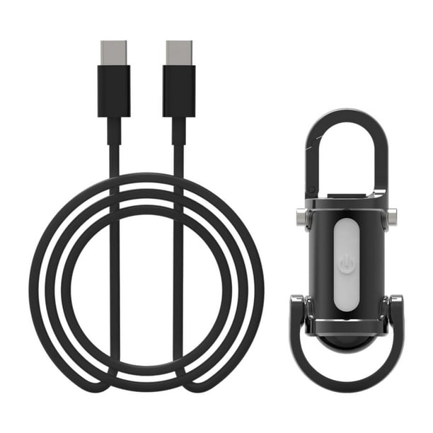 Linterna LED con llavero, linterna de bolsillo, ligera, impermeable, recargable por USB, fácil de colgar para ciclismo, reparaciones en el hogar, Negro
