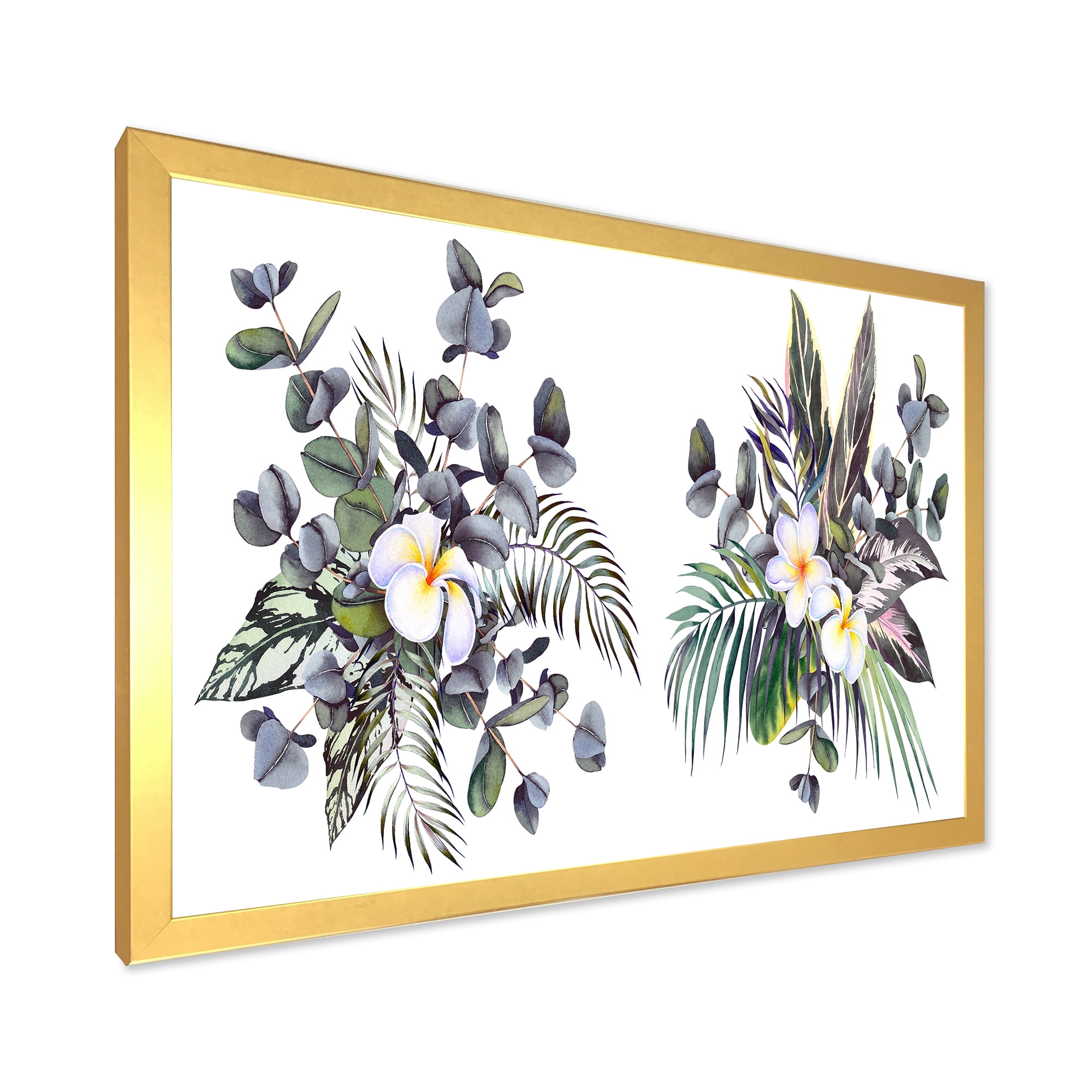 Designart 'Plumeria Frangipani Flowers With Tropical Bouquets' Traditional Framed Art Print