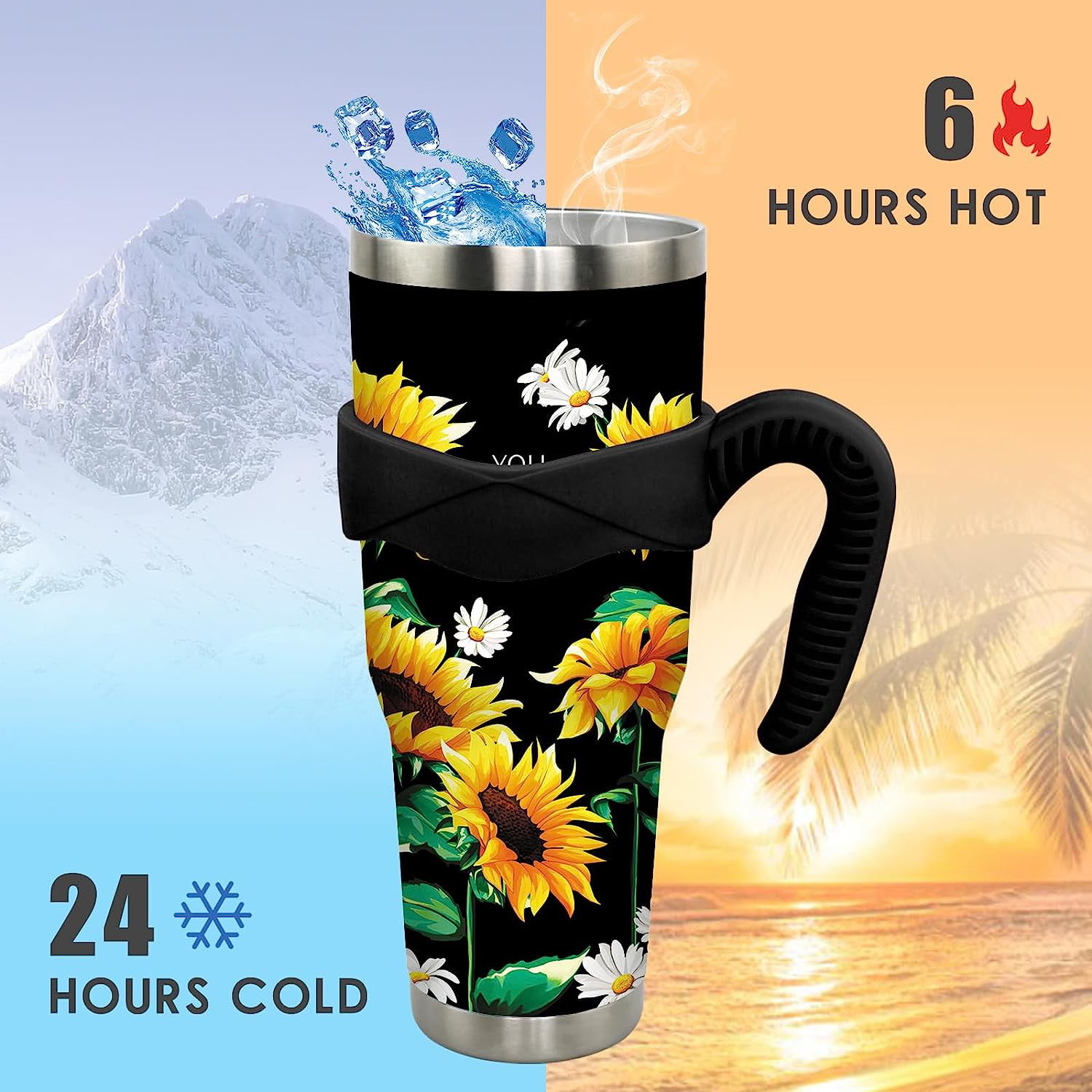 aoselan 40 oz Tumbler with Handle and Straw 40oz Starry Cup Insulated  Coffee Travel Mug Spill Proof Leak Proof 40 ounce Stainless Steel Slim 40  oz