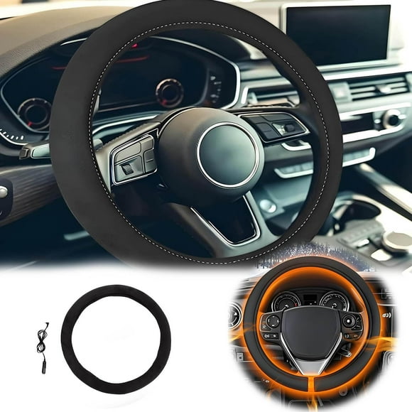 CY5O5ee Elastic Stretch Steering Wheel Cover Heated Warm Winter Steering Wheel Cover Rechargeable 15inch Breathable Non Slip Steering Wheel Warmer
