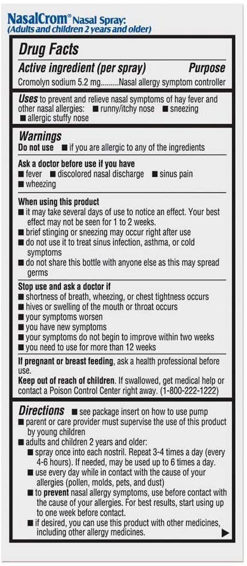 NasalCrom Nasal Allergy Sprays Symptom Controller, 200 Sprays .88 FL OZ, 2 Pack)