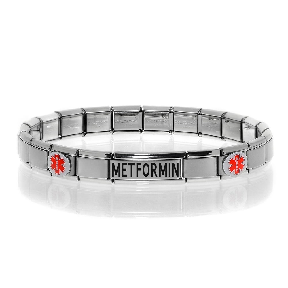 Dolceoro Modular Charm Medical Alert ID Bracelet Jewelry "METFORMIN