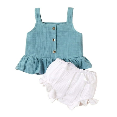 

Summer Savings Clearance! 2023 TUOBARR Set Clothes for Toddler Girls Infant Toddler Baby Girl Matching Outfits Sleeveless Camisole Top Babysuit Floral Shorts Sister Clothes Light Blue 18-24 Months