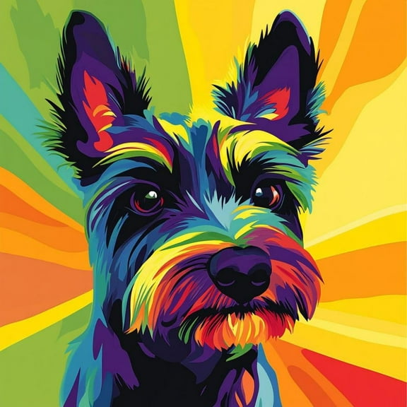 Colored Schnauzer Dog DIY 5D Diamond Art Painting by Number Kits for Adults Paint with Full Drill Round Diamond Gems Painting Art Craft for Home Wall Decoration 13.8x13.8in