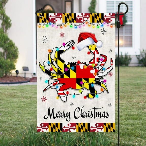 FLAGWIX Maryland Crab Christmas Flag TQN782F Garden Flag 11.5" x 17.5" - Decorative Indoor Outdoor Flag