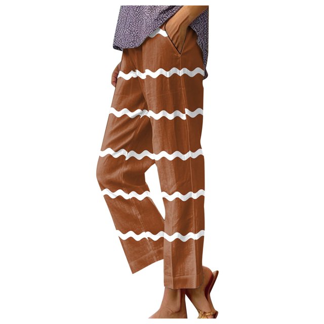 Womens Cargo Pants With Pockets Solid Color Pocket Straight Tube Stretch Yoga Pants Color Contrast Solid High Waisted Pants Khaki XL