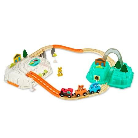 Spark Create Imagine Wood Train Railroad Set, Baby and Toddler Toys, Ages 3+