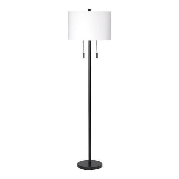 Eden Home Metal Floor Lamp with Classic Drum Shade in Matte Black