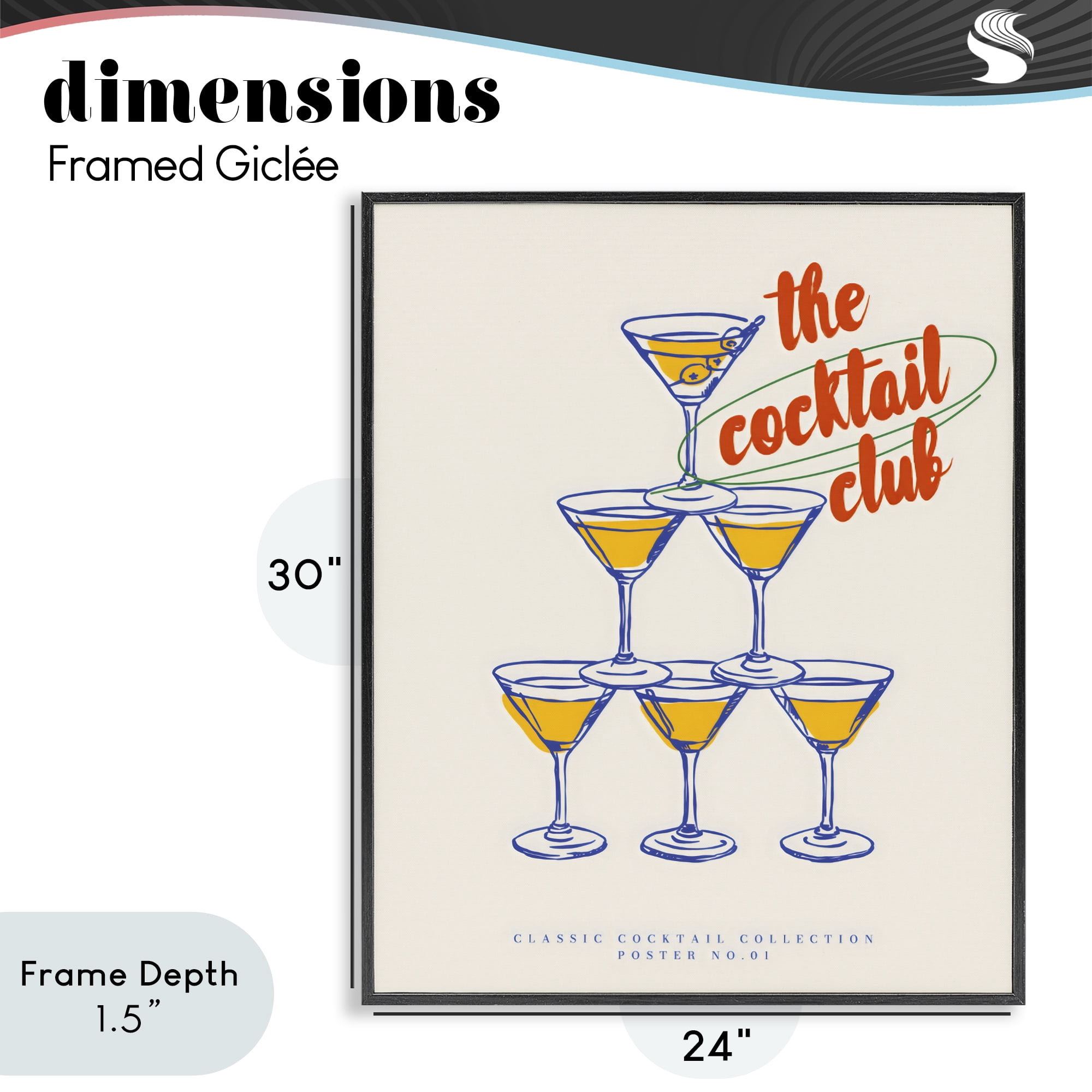 Stupell Industries Tower Toast Cocktail Club Black Framed Giclee Art, design by The Prints Vibe