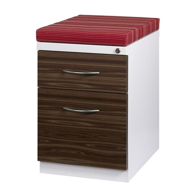 Bowery Hill 20"D Mobile Pedestal File 2-Drawer Metal Box/File White/Red/Walnut