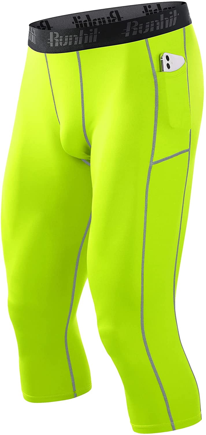 3/4 Compression Pants Men with Pockets 