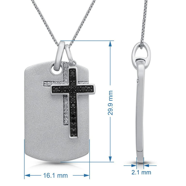 Jewelili Sterling Silver with 1/2 Cttw Natural White Round Diamond Men's Dog Tags Pendant Necklace, 18 inch Box Chain, Size: One Size