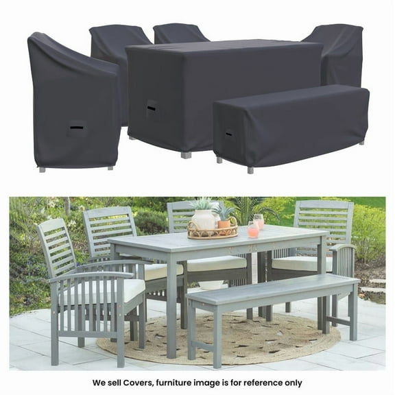 Covers & all 7-Person Rectangular Outdoor Patio Dining Set Covers, Water-Repellent and UV Resistant Polyester with Sturdy Tie-Downs