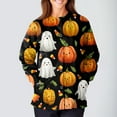 thumbnail image 4 of WTOBBY Halloween Themed Women's Workwear Jacket Tops with Long Sleeve Standing Collar Single Breasted Design - Casual Fashion Jacket for Nurses and Daily Professional Wear,Orange M, 4 of 5