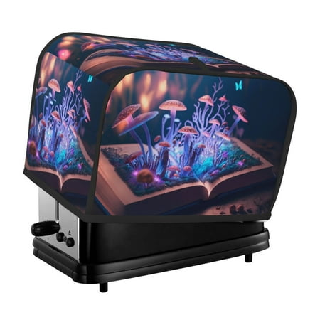 

KLL Book Glowing Mushrooms Print 2 Slice Toaster Dust Covers Kitchen Small Appliance Cover with 2 Pockets Can hold Jam Spreader Knife & Toaster Tongs (11.4 x 7.9 x 7.5)