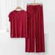 thumbnail image 2 of Conjunto de pijama holgado para mujer: camiseta de manga corta y pantalones con cordón, poliéster y spandex, para todas las estaciones, tallas M-XXL., 2 of 7