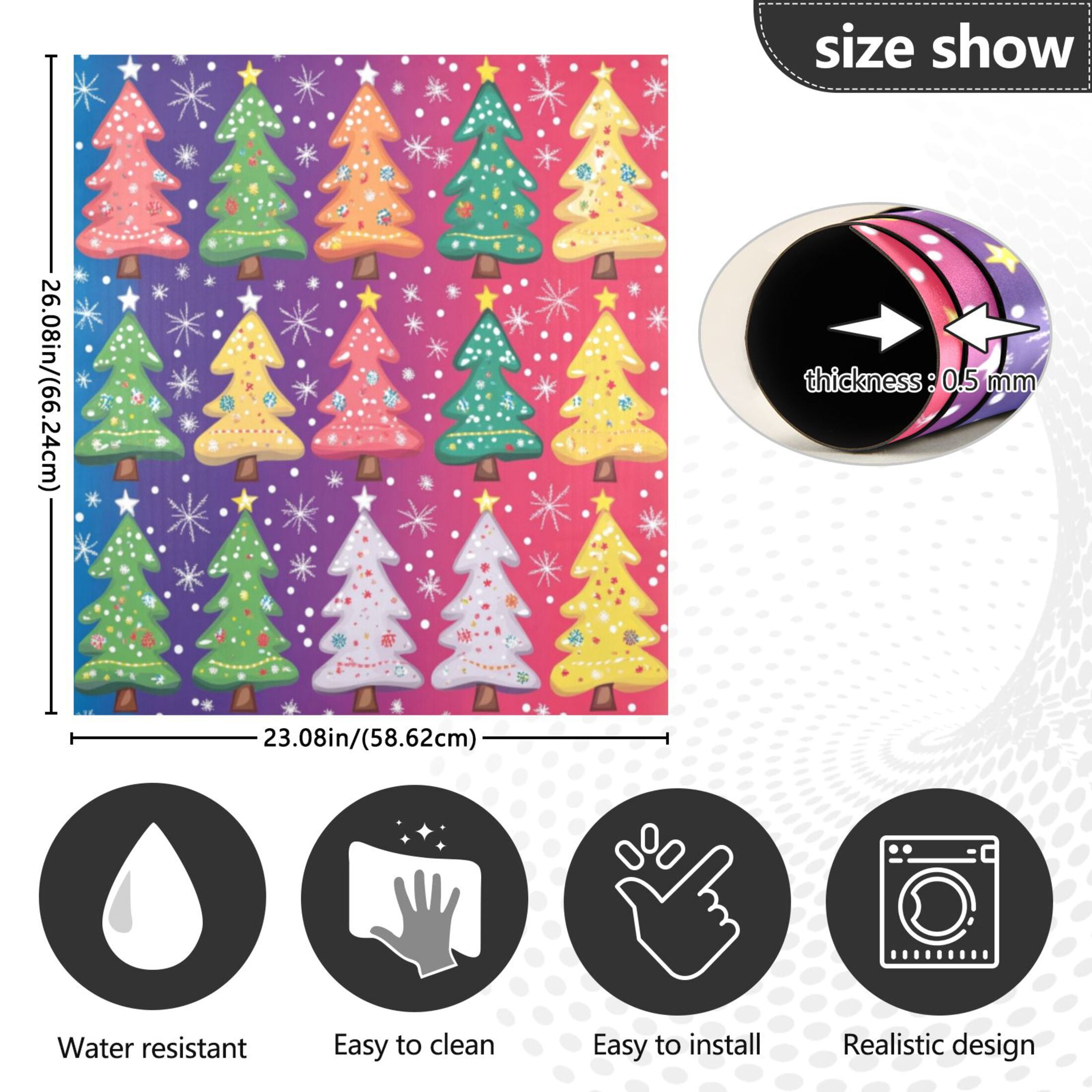Dishwasher Magnetic Sticker 23x26 Inch Refrigerator Magnetic Sticker Washing Machine Magnetic Sticker Kitchen Panel Magnetic Sticker Home Decor Colorful Christmas Tree