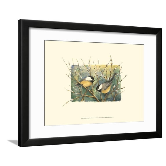 Chickadees and Pussy Willow Framed Print Wall Art by Janet Mandel Sold by Art.Com