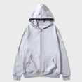 thumbnail image 3 of zfwon Mens Zip Up Hoodies Solid Color Long Sleeve Sweatshirts Jumpers Lightweight Drawstring Hooded Tops Fashion Warm Fleece Jumpers Daily Wear Tops with Pockets, 3 of 6