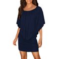 thumbnail image 3 of Women's Multiple Dressing Layered Dark Blue Mini Poncho Dress, 3 of 10