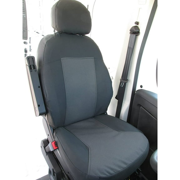 D1340 2013-2020 Promaster Van Exact Fit Front Bucket Seat Covers, Dark Gray Twill