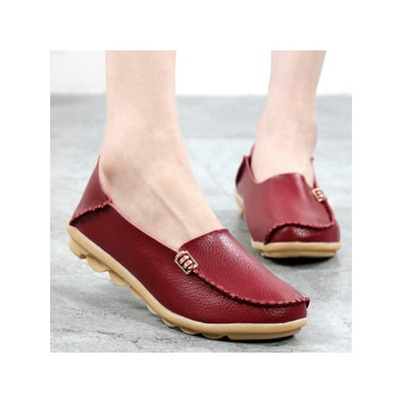 

UKAP Women Comfortable Slip On Dress Loafers Casual Leather Walking Flats Outdoor Driving Shoes