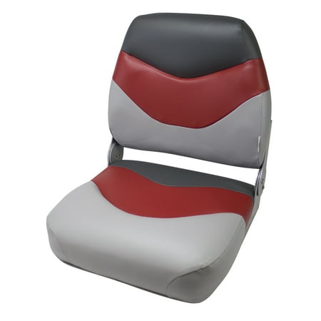 Wise 8WD999PLS-841 Tracker Style Mid-Back Boat Seat, Grey/Red/Charcoal