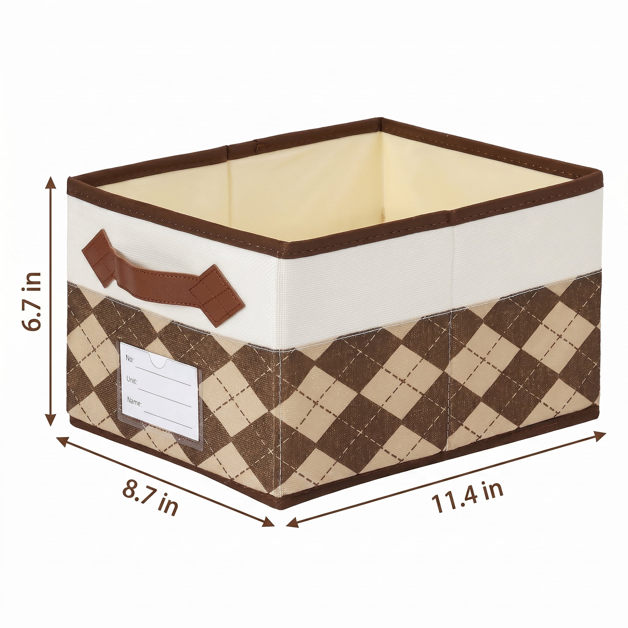 Unique Bargains Storage Basket with Handle for Organizing Beige Coffee 8.7"x11.4"x6.7"