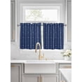 thumbnail image 2 of Half Window Curtain 36 Inches Long, Navy Blue Striped Window Treatment Curtain Drapes, Modern Abstract Art Geometric Stripes Small Tier Curtains for Bathroom Over Sink, 27.5"x36", 2 Panels, 2 of 7
