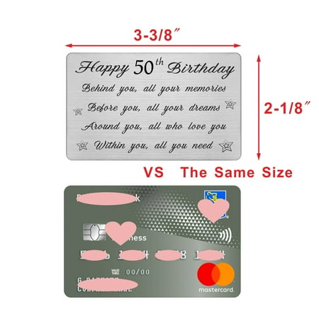 DEGSAKEN Happy 50th Birthday Cards, 50 Year Old Birthday Gifts, Metal Wallet Card, Unisex