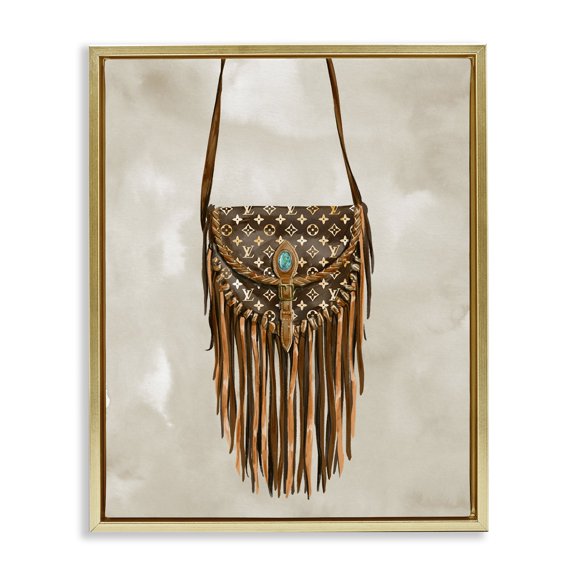Stupell Industries Southwestern Boho Designer Purse Gold Floating Frame Canvas Art, 17 x 21, by Ziwei Li