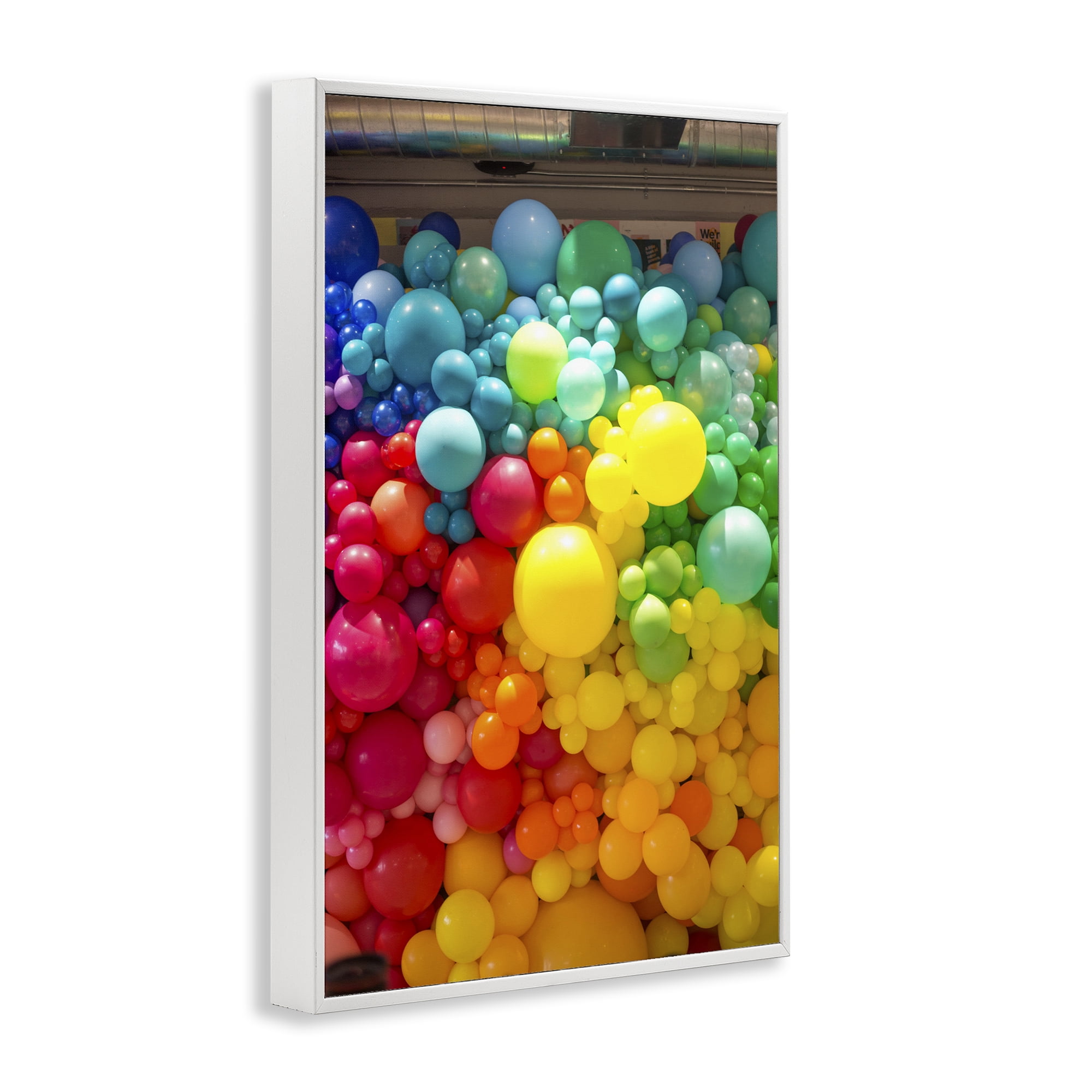 Stupell Industries Lively Colorful Balloons White Framed Giclee Art, design by LISH Creative