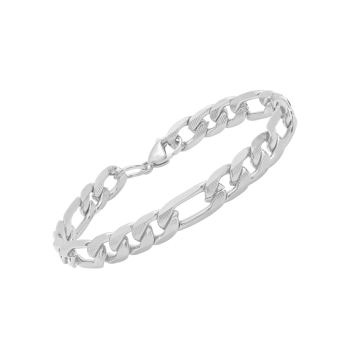 Steeltime Men's Stainless Steel Figaro Link Chain Bracelet