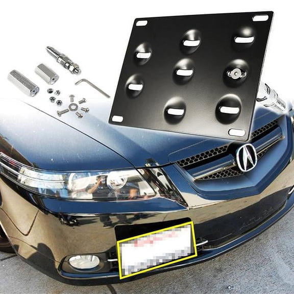 Xotic Tech 1 Set Front Tow Hook License Plate Bumper Mounting Bracket Relocator Holder Fit 2006-2008 Honda Fit Acura TL
