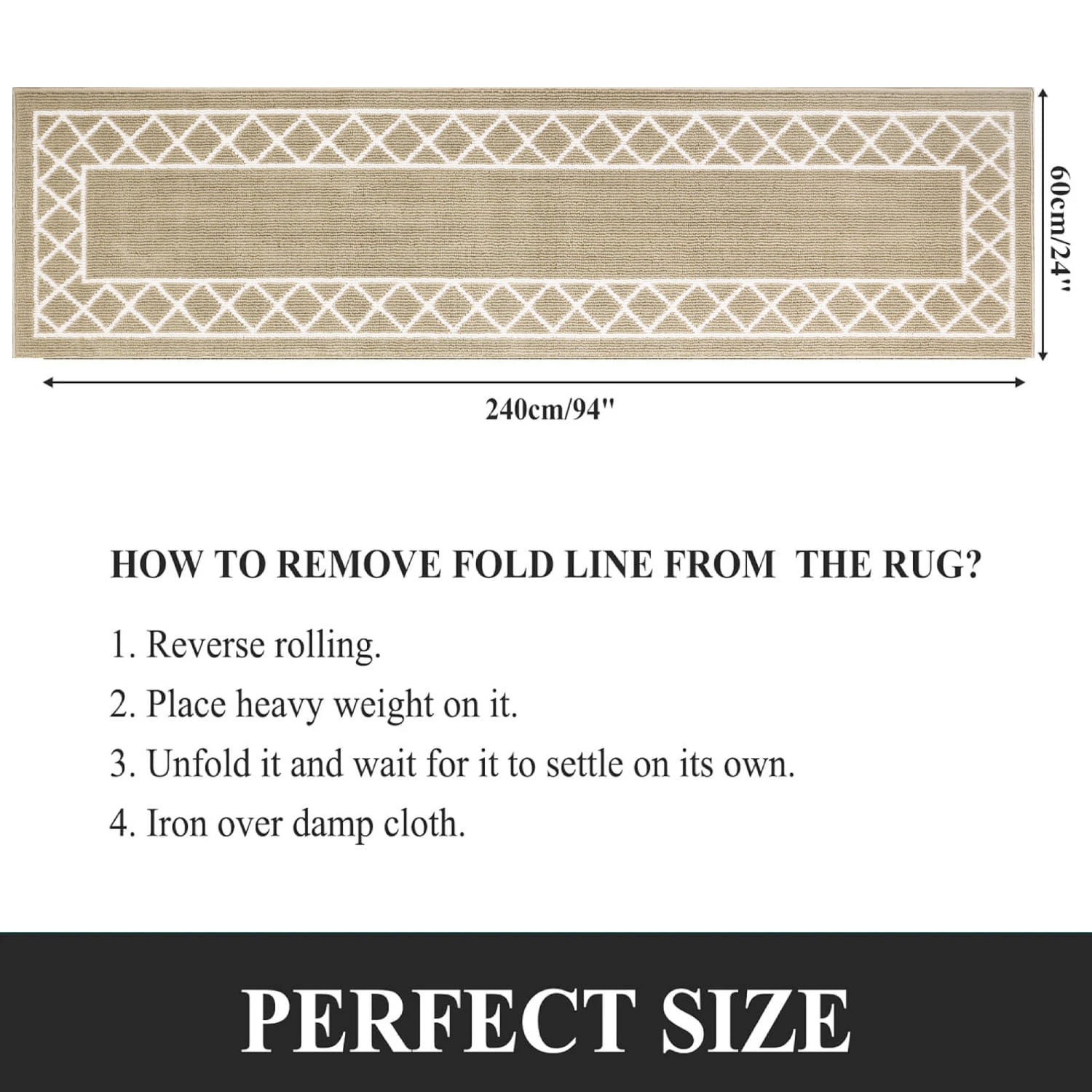 Yamaziot 2'x8' Runner Rug, Washable Kitchen Floor Runners Rugs for Hallway, Non Slip Entryway Mat Low Profile Inside Front Doormat, Laundry Room Rug, Beige