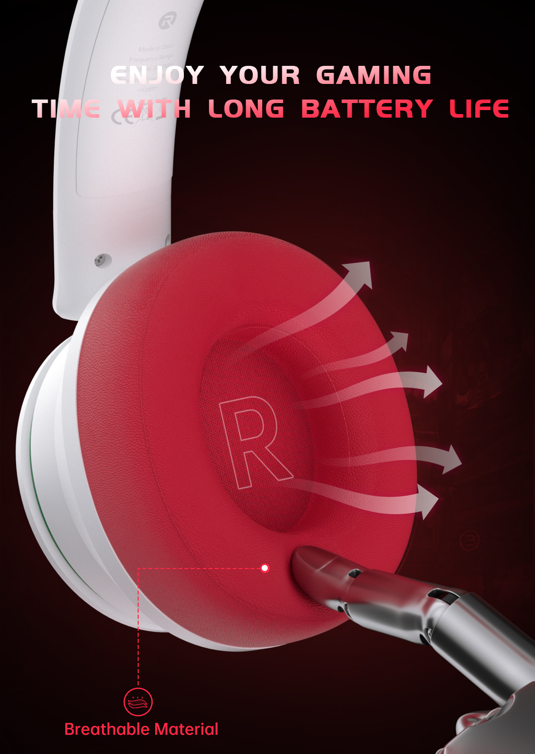 FONHAID 2.4GHz Wireless Gaming Headset for Xbox, PS5, Switch, Bluetooth Gaming Headphones with Detachable Noise Canceling Mic, 45H Battery, Red