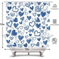 thumbnail image 3 of Valentines Love Hearts Shower Curtain 72" x 72" Blue Sweet Hearts Home Bathroom Decorations Romantic Love Bathtub Curtain Set with 12 Hooks (Blue), 3 of 5