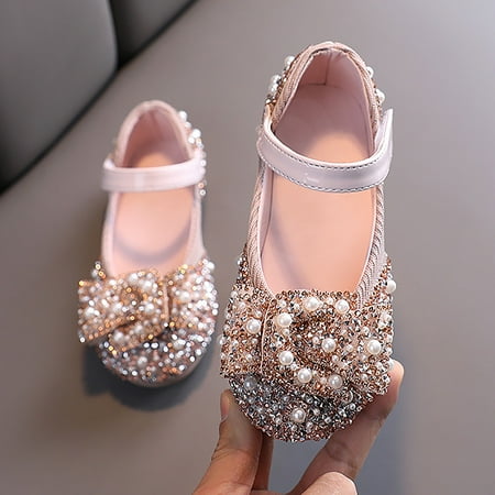 

Gubotare Little Girl Sandals Girls Sandals Low Heel Dress Open Toe Sandals Flower Wedding Party for Little Kid (Pink 27)