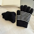 thumbnail image 2 of ktowifly Knit Gloves for Kids Striped Color Block Cute Warm Strench Cold Weather Elastic Wrist Trendy Glove, 2 of 4