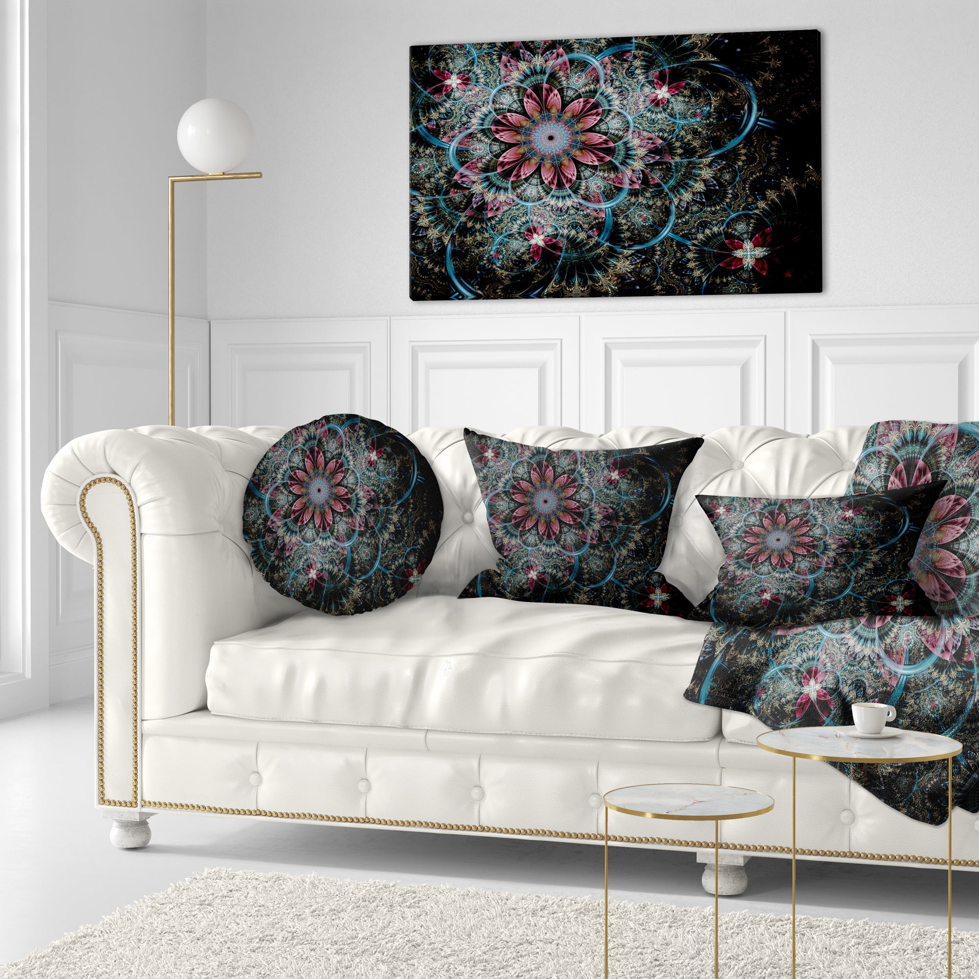Designart 12" x 20" Blue Polyester Throw Pillow