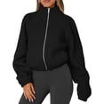 thumbnail image 2 of Chaquetas de Invierno para Mujer, de Forro , Larga, con Cremallera, , Cálidas, Estilo Otoño, para Hacer Ejercicio Negro M, 2 of 8