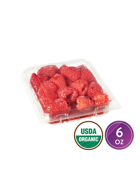 Fresh Organic Raspberries, 6 oz Container