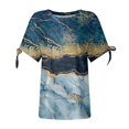 thumbnail image 5 of TSADFHJI Chandails en Molleton Femmes 2X Printemps Automne Col Rond Imprimé Floral Décontracté Manches Mi-Longues T-Shirt m Bleu, 5 of 5